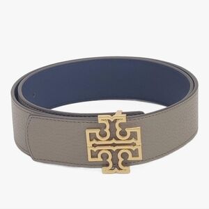 Tory Burch 84841 Gray Heron/Tory Black With Gold Hardware Reversible 35 inch L